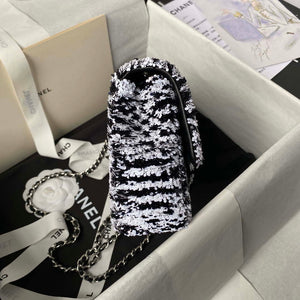 Chanel AS4561 Evening Bag Sequins & Silver-Tone Metal Black White - Default Title - View 5