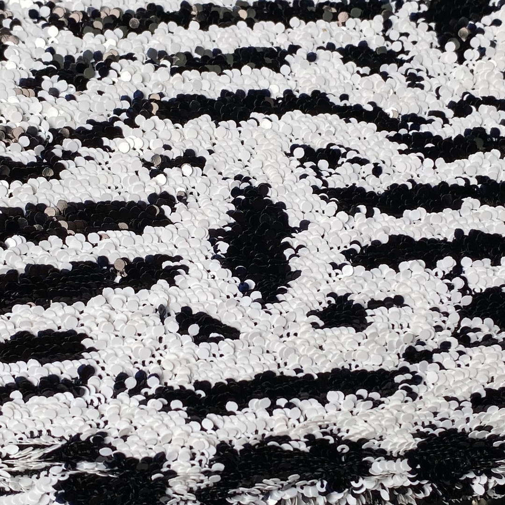 Chanel AS4561 Evening Bag Sequins & Silver-Tone Metal Black White