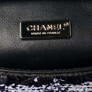 Chanel AS4561 Evening Bag Sequins & Silver-Tone Metal Black White - Default Title - View 9