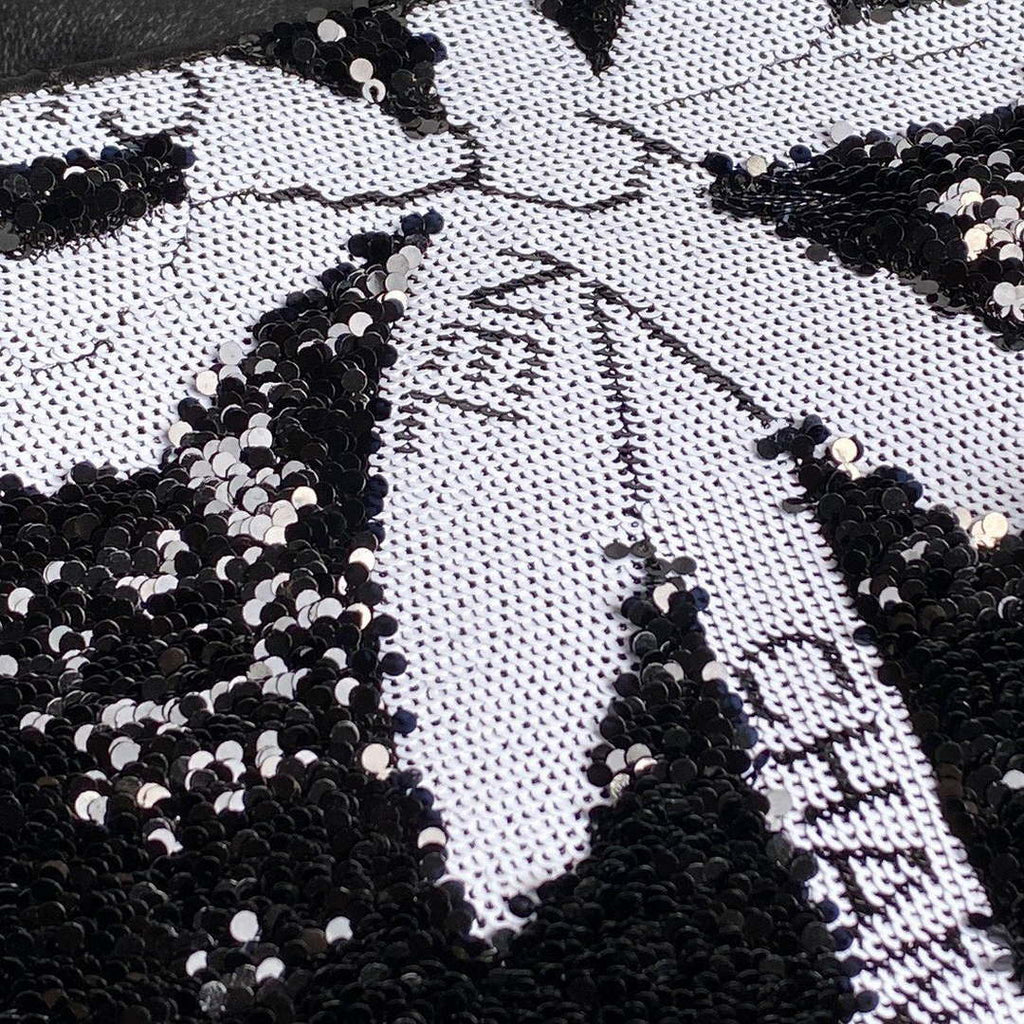 Chanel AS4561 Evening Bag Sequins & Silver-Tone Metal Black &  White