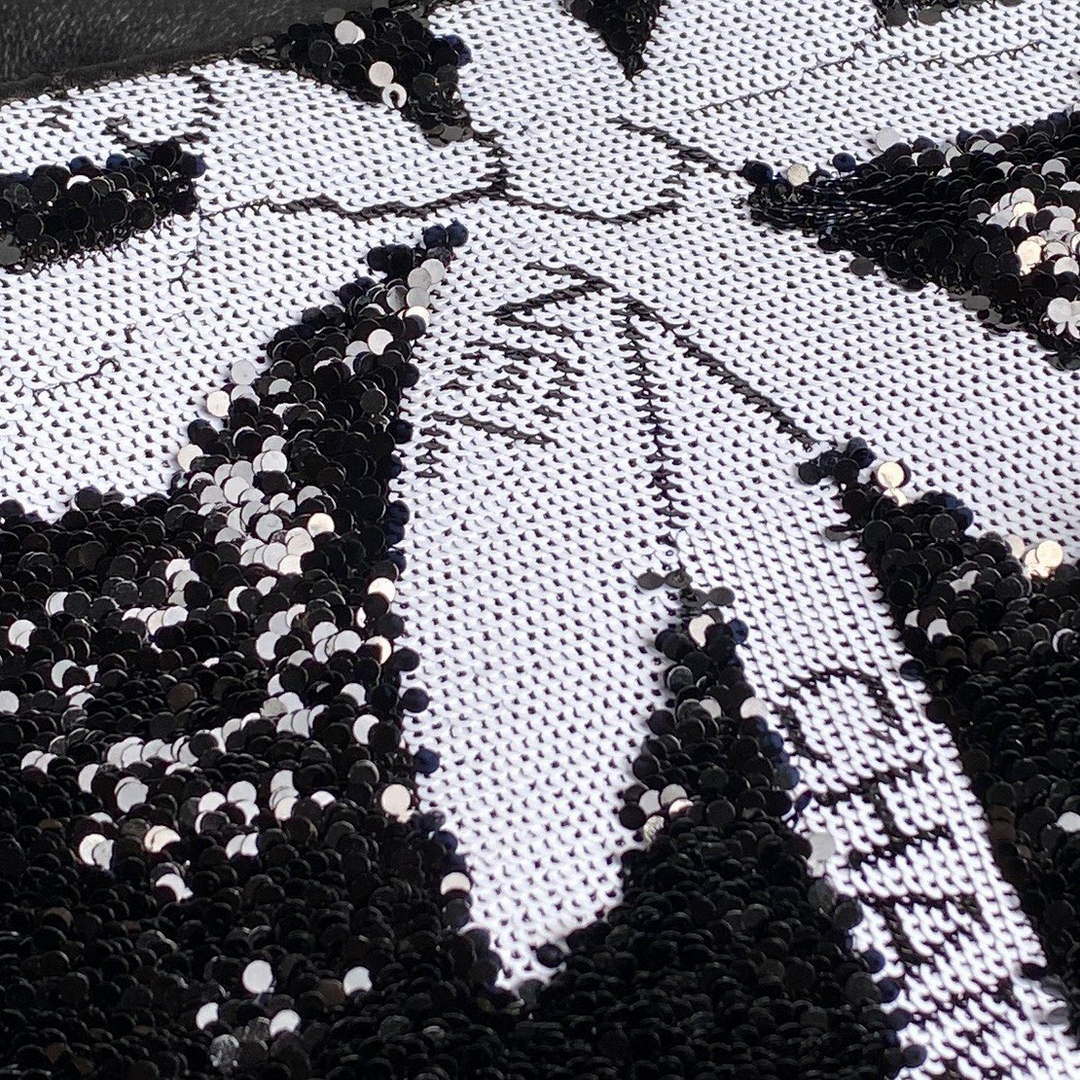 Chanel AS4561 Evening Bag Sequins & Silver-Tone Metal Black &  White