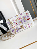 Chanel AS4561 Evening Bag Sequins & Silver-Tone Metal White & Purple