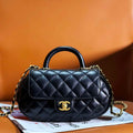 Chanel AS4569 Large Bag With Top Handle Pearly Lambskin & Gold-Tone Metal Black - Default Title - View 1
