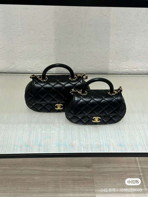 Chanel AS4569 Large Bag With Top Handle Pearly Lambskin & Gold-Tone Metal Black - Default Title - View 2