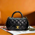 Chanel AS4573 Small Bag With Top Handle Pearly Lambskin & Gold-Tone Metal Black - Default Title - View 1