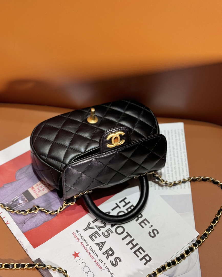 Chanel AS4573 Small Bag With Top Handle Pearly Lambskin & Gold-Tone Metal Black - Default Title - View 5