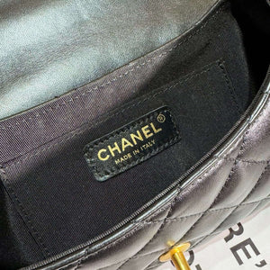Chanel AS4573 Small Bag With Top Handle Pearly Lambskin & Gold-Tone Metal Black - Default Title - View 8
