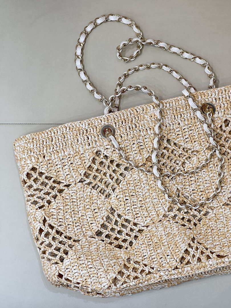 Chanel AS4576 25SS Shopping Bag beige Raffia - Default Title - View 9