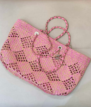 Chanel AS4576 25SS Shopping Bag Pink Raffia - Default Title - View 2