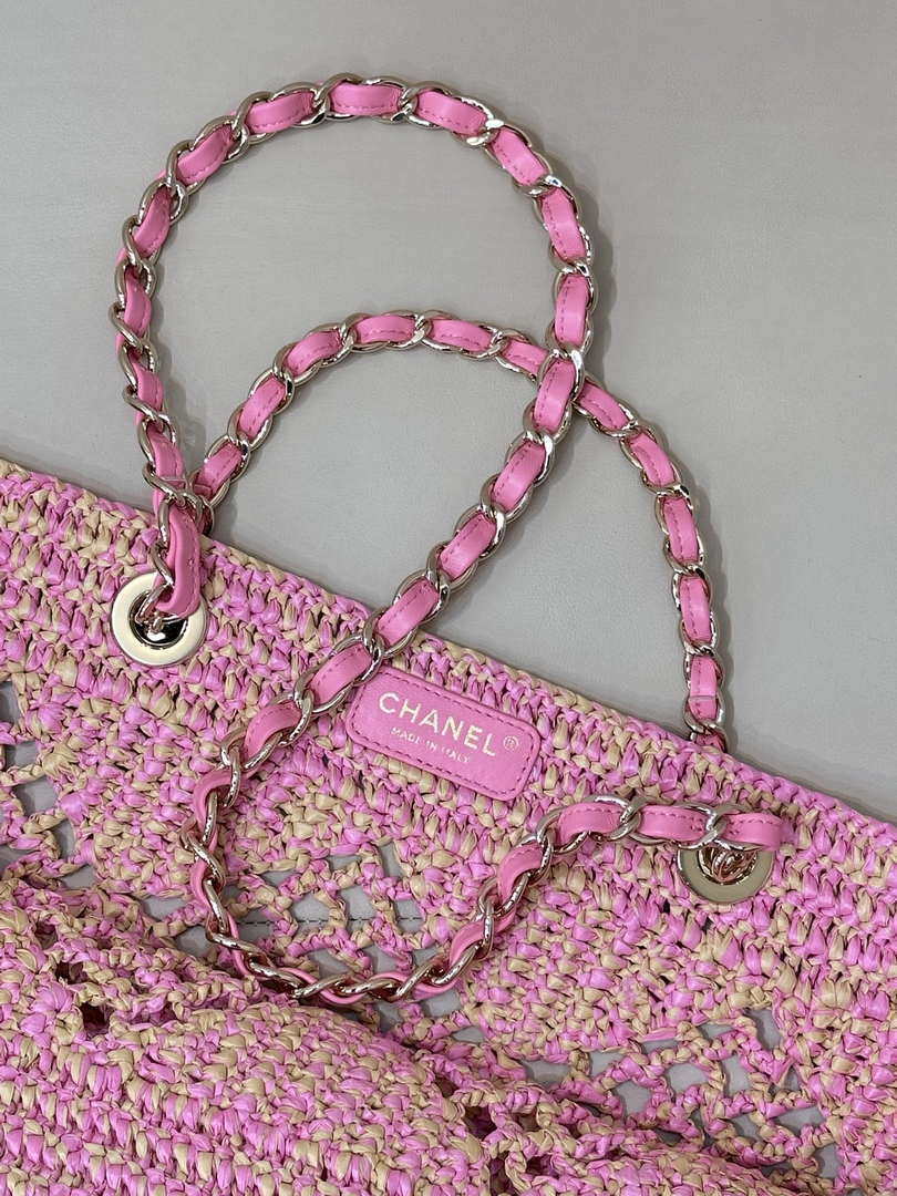 Chanel AS4576 25SS Shopping Bag Pink Raffia