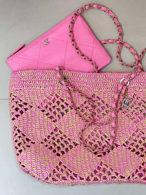 Chanel AS4576 25SS Shopping Bag Pink Raffia - Default Title - View 7