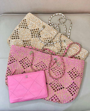 Chanel AS4576 25SS Shopping Bag Pink Raffia - Default Title - View 11