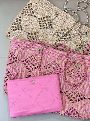 Chanel AS4576 25SS Shopping Bag Pink Raffia - Default Title - View 12