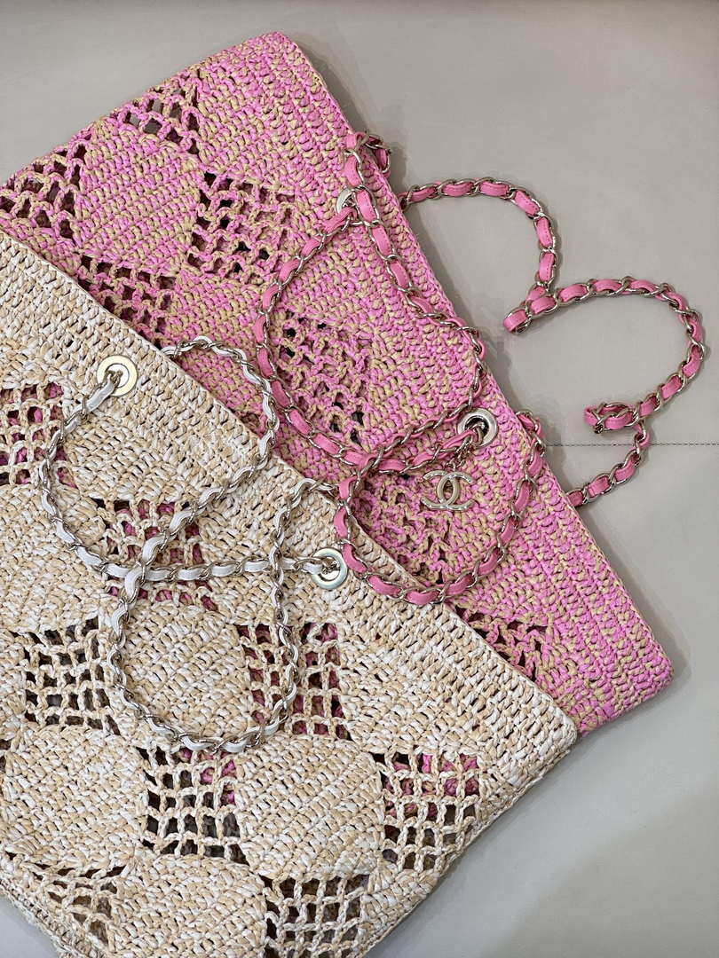 Chanel AS4576 25SS Shopping Bag Pink Raffia