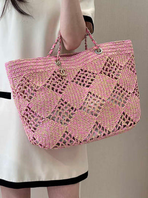 Chanel AS4576 25SS Shopping Bag Pink Raffia - Default Title - View 18
