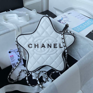 Chanel AS4579 Star Handbag metallic Lambskin Black metal White - Default Title - View 1