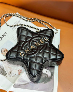 Chanel AS4579 Star Handbag metallic Lambskin gold metal Black - Default Title - View 5