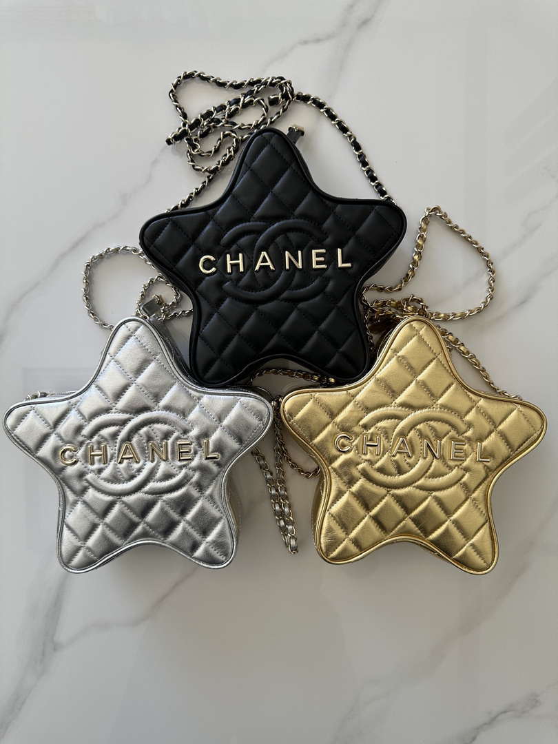 Chanel AS4579 Star Handbag metallic Lambskin gold metal Black - Default Title - View 2