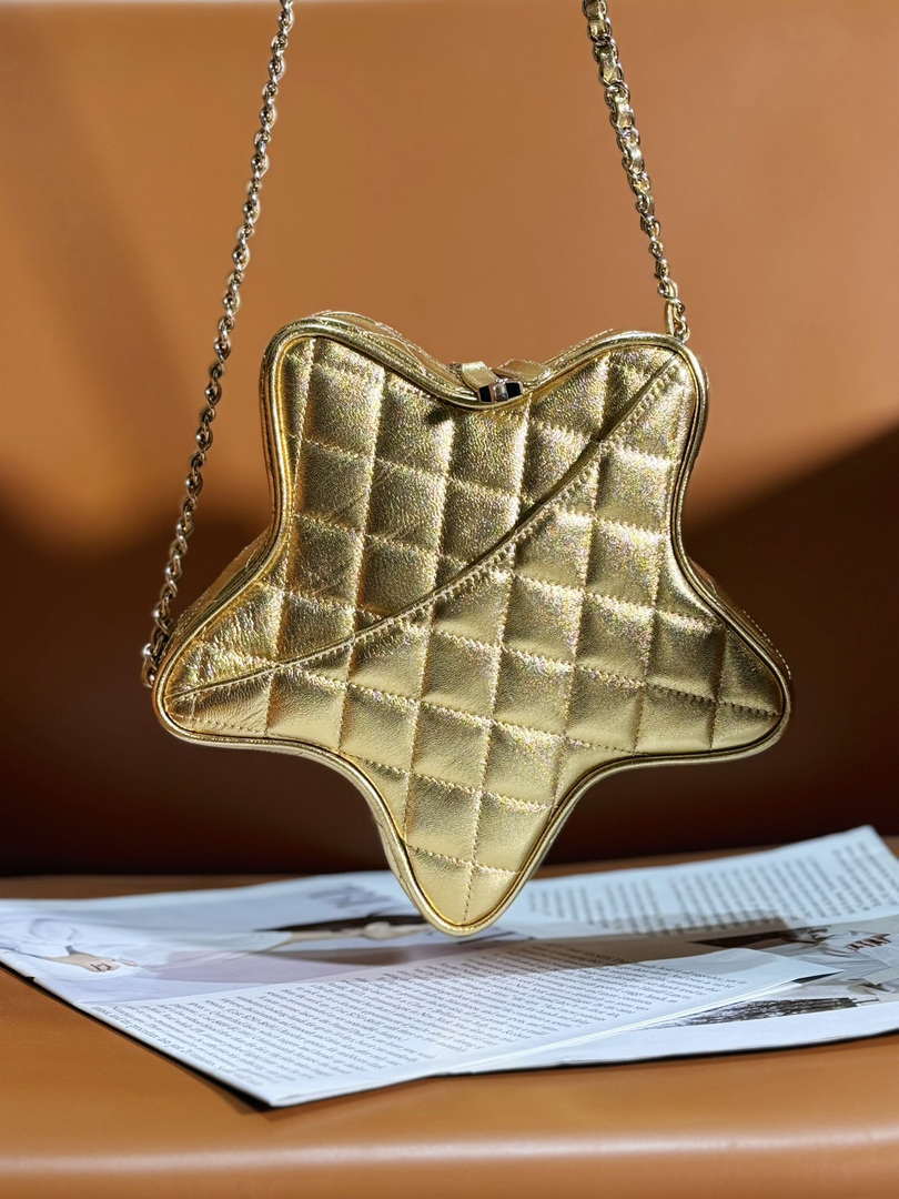 Chanel AS4579 Star Handbag metallic Lambskin gold metal Gold - Default Title - View 2