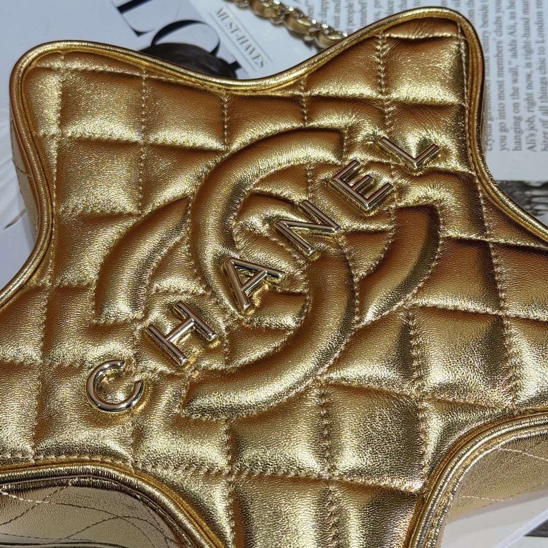 Chanel AS4579 Star Handbag metallic Lambskin gold metal Gold - Default Title - View 6