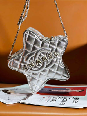 Chanel AS4579 Star Handbag metallic Lambskin gold metal Silver - Default Title - View 1