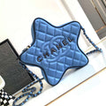 Chanel AS4579 Star Handbag Satin & Black-tone metal Blue - Default Title - View 1