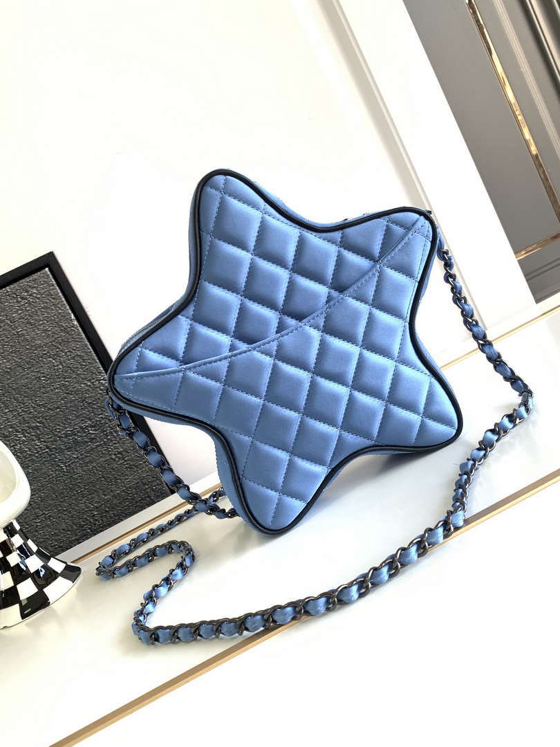 Chanel AS4579 Star Handbag Satin & Black-tone metal Blue - Default Title - View 3