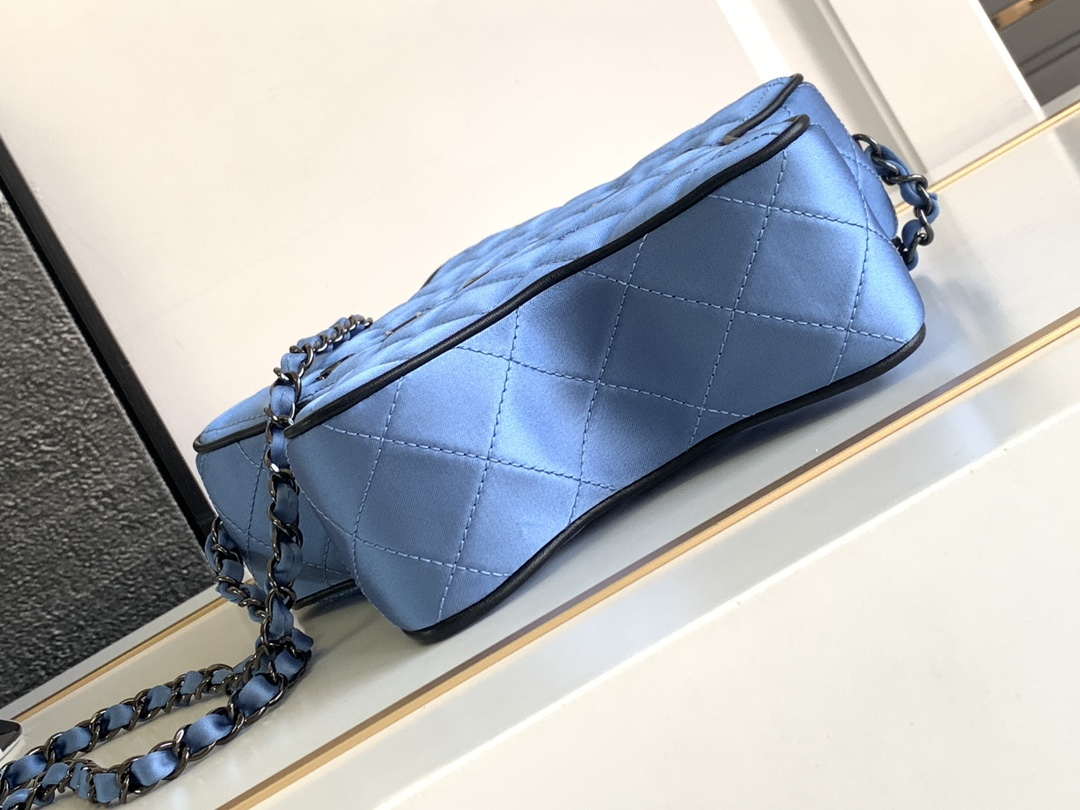 Chanel AS4579 Star Handbag Satin & Black-tone metal Blue