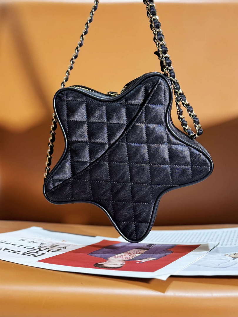 Chanel AS4579 Star Handbag Satin & gold-tone metal Black - Default Title - View 2