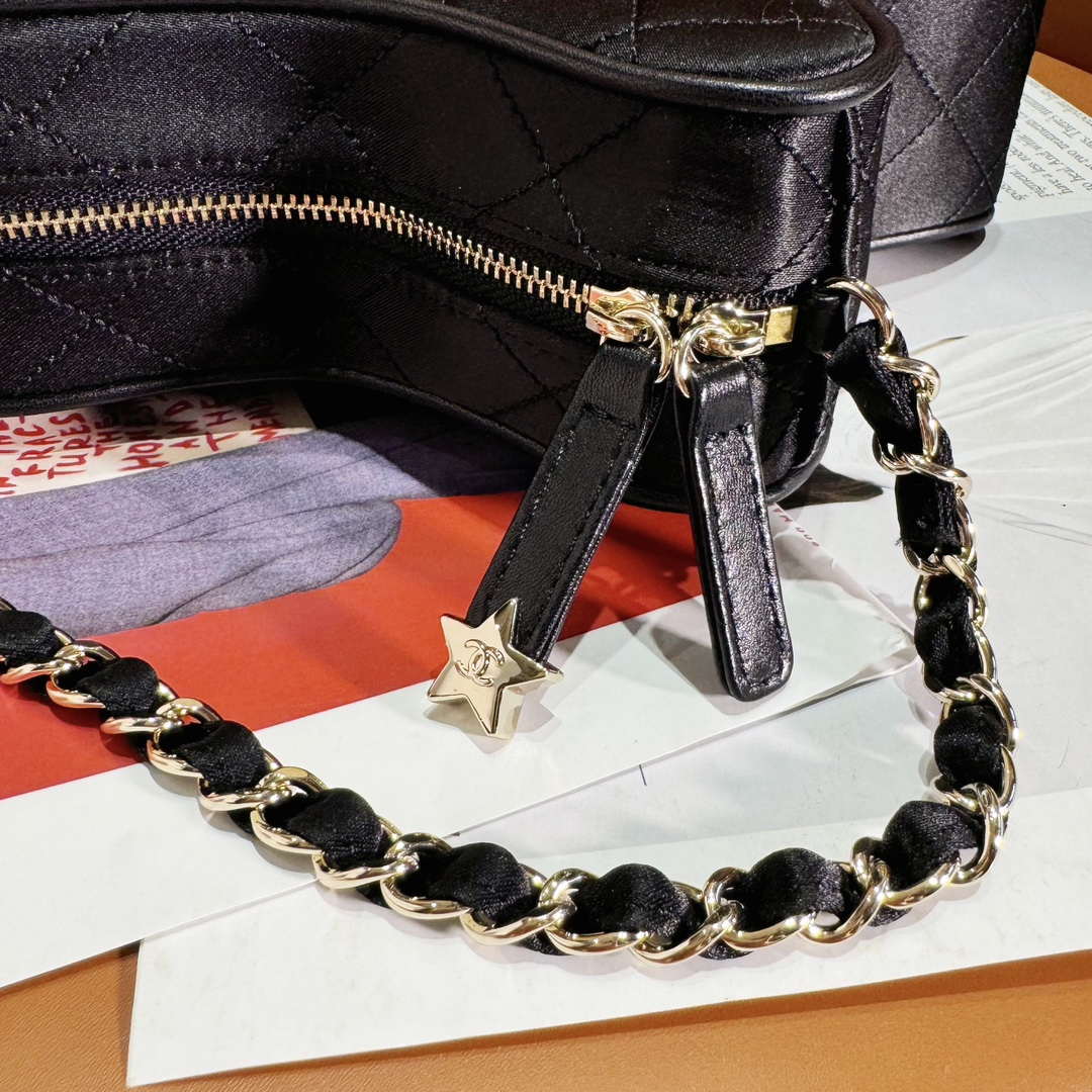 Chanel AS4579 Star Handbag Satin & gold-tone metal Black - Default Title - View 6