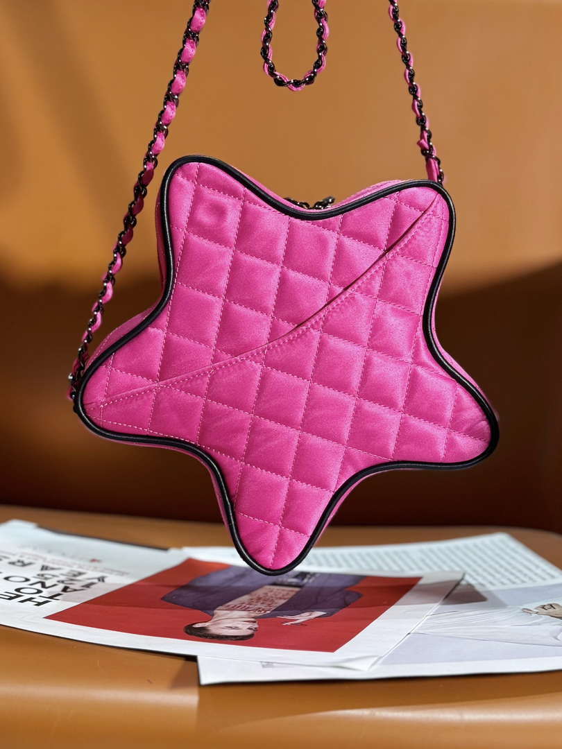 Chanel AS4579 Star Handbag Satin & Black-tone metal Rose Pink - Default Title - View 3