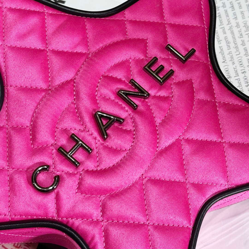 Chanel AS4579 Star Handbag Satin & Black-tone metal Rose Pink