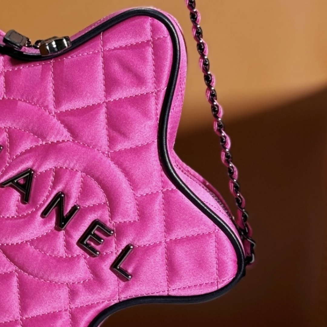 Chanel AS4579 Star Handbag Satin & Black-tone metal Rose Pink - Default Title - View 6