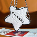 Chanel AS4579 Star Handbag Satin & Black-tone metal White - Default Title - View 1