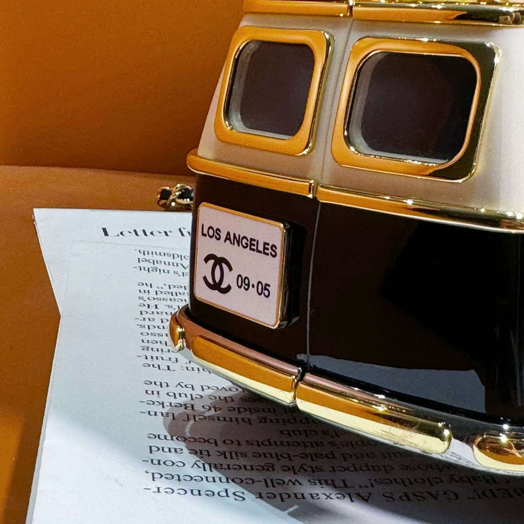 Chanel AS4590 MINI VAN Minaudiere plexi Enamel  Strass & Gold-Tone Metalblack White & Gold