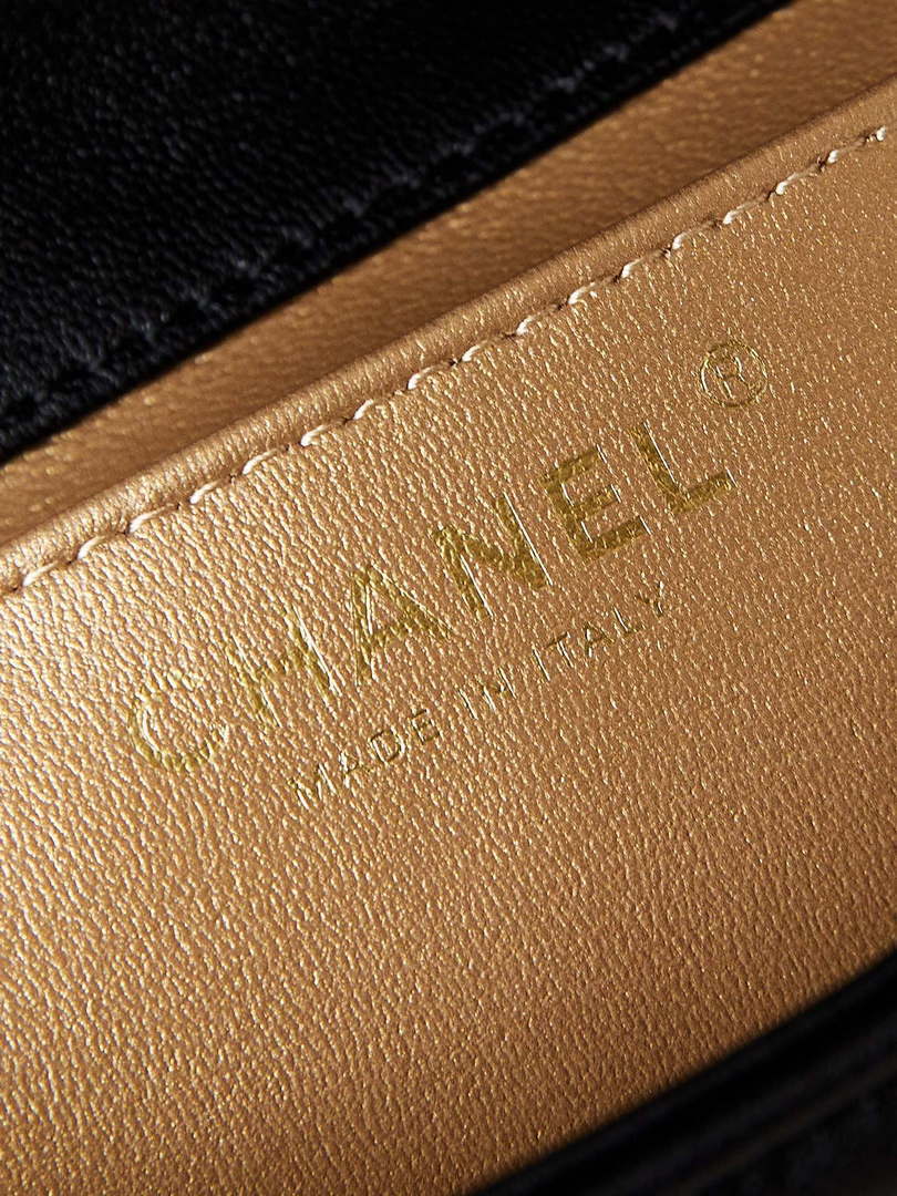 Chanel AS4595 MINI FLAP BAG Metallic Calfskin Diamante & Gold-Tone Metal Black