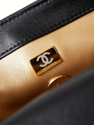 Chanel AS4595 MINI FLAP BAG Metallic Calfskin Diamante & Gold-Tone Metal Black - Default Title - View 7