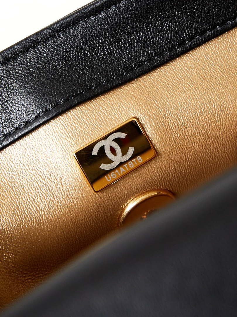 Chanel AS4595 MINI FLAP BAG Metallic Calfskin Diamante & Gold-Tone Metal Black - Default Title - View 7