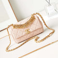 Chanel AS4595 MINI FLAP BAG Metallic Calfskin Diamante & Gold-Tone Metal Light Pink - Default Title - View 1