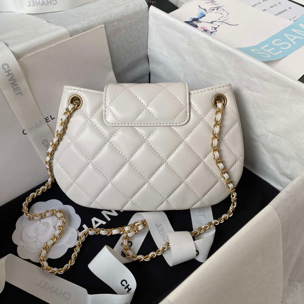 Chanel AS4609 Small Messenger bag Lambskin White