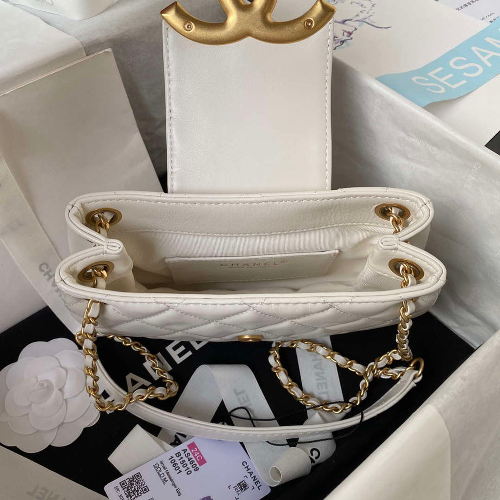 Chanel AS4609 Small Messenger bag Lambskin White