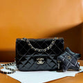 Chanel AS4646 MINI FLAP BAG & STAR COIN PURSE Mirror Calfskin  Metallic Calfskin & Gold-Tone Metal Black - Default Title - View 1