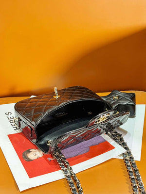 Chanel AS4646 MINI FLAP BAG & STAR COIN PURSE Mirror Calfskin  Metallic Calfskin & Gold-Tone Metal Black - Default Title - View 6