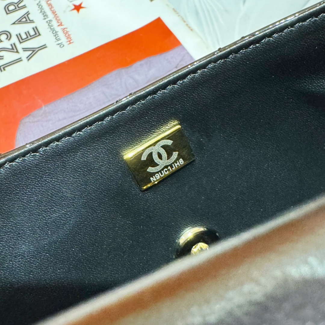 Chanel AS4646 MINI FLAP BAG & STAR COIN PURSE Mirror Calfskin  Metallic Calfskin & Gold-Tone Metal Black