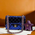 Chanel AS4646 MINI FLAP BAG & STAR COIN PURSE Mirror Calfskin  Metallic Calfskin & Gold-Tone Metal Dark Purple - Default Title - View 1