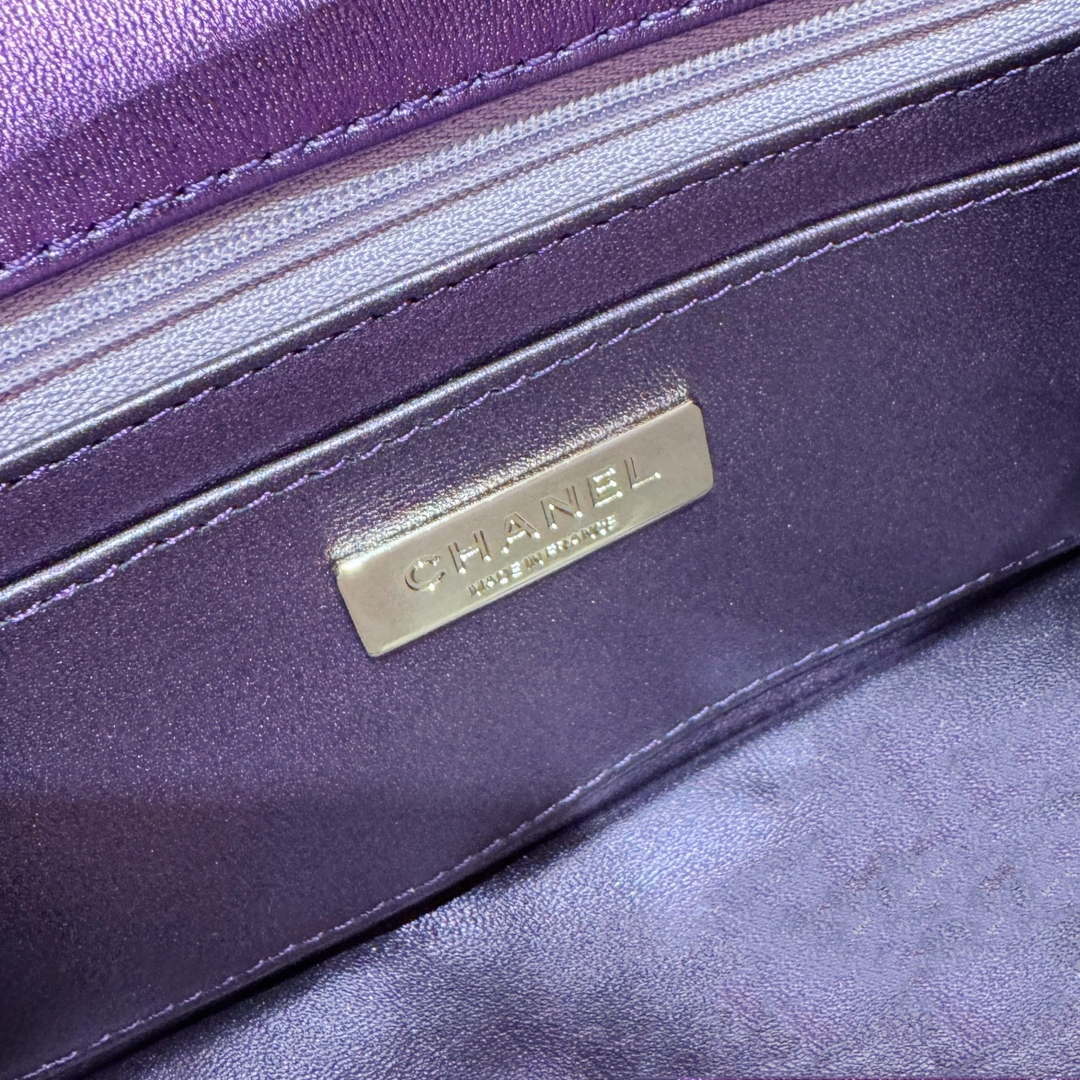 Chanel AS4646 MINI FLAP BAG & STAR COIN PURSE Mirror Calfskin  Metallic Calfskin & Gold-Tone Metal Dark Purple