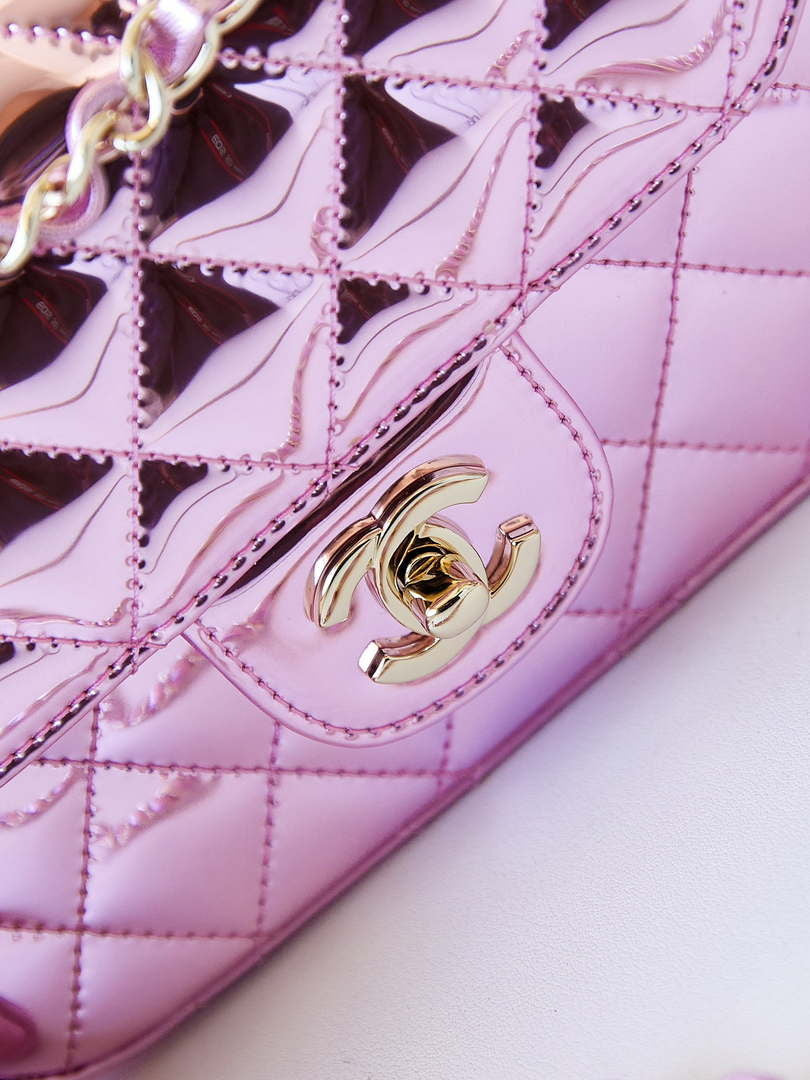Chanel AS4646 MINI FLAP BAG & STAR COIN PURSE Mirror Calfskin  Metallic Calfskin & Gold-Tone Metal Purple