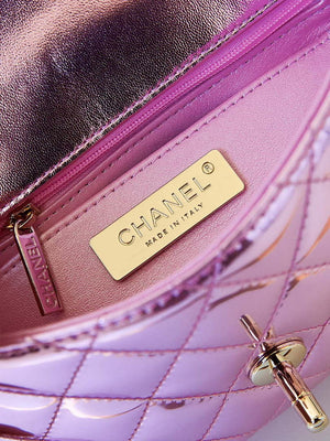 Chanel AS4646 MINI FLAP BAG & STAR COIN PURSE Mirror Calfskin  Metallic Calfskin & Gold-Tone Metal Purple - Default Title - View 8