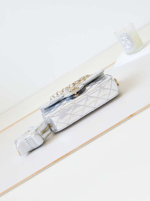 Chanel AS4646 MINI FLAP BAG & STAR COIN PURSE Mirror Calfskin  Metallic Calfskin & Gold-Tone Metal Silver - Default Title - View 7