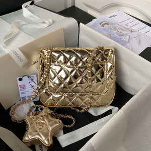 Chanel AS4647 Mini Flap Bag & STAR COIN PURSE Metallic Calfskin & Gold-Tone Metal Gold - Default Title - View 2